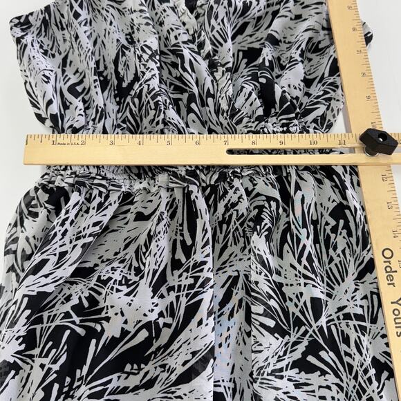 Maggy London Dress Womens 2 Black White Printed Maxi V Neck Stretch - Picture 8 of 9